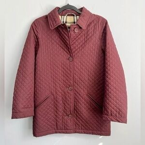 Vintage Burberry Women’s S • Quilted Burgundy Jacket Nova Check Lining.